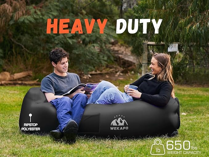 WEKAPO Inflatable Sun Lounger, Air Sofa, Hammock, Portable, Waterproof and Leak-Proof, Ideal for Backyard, Beach, Travel, Camping, Picnics and Music Festivals