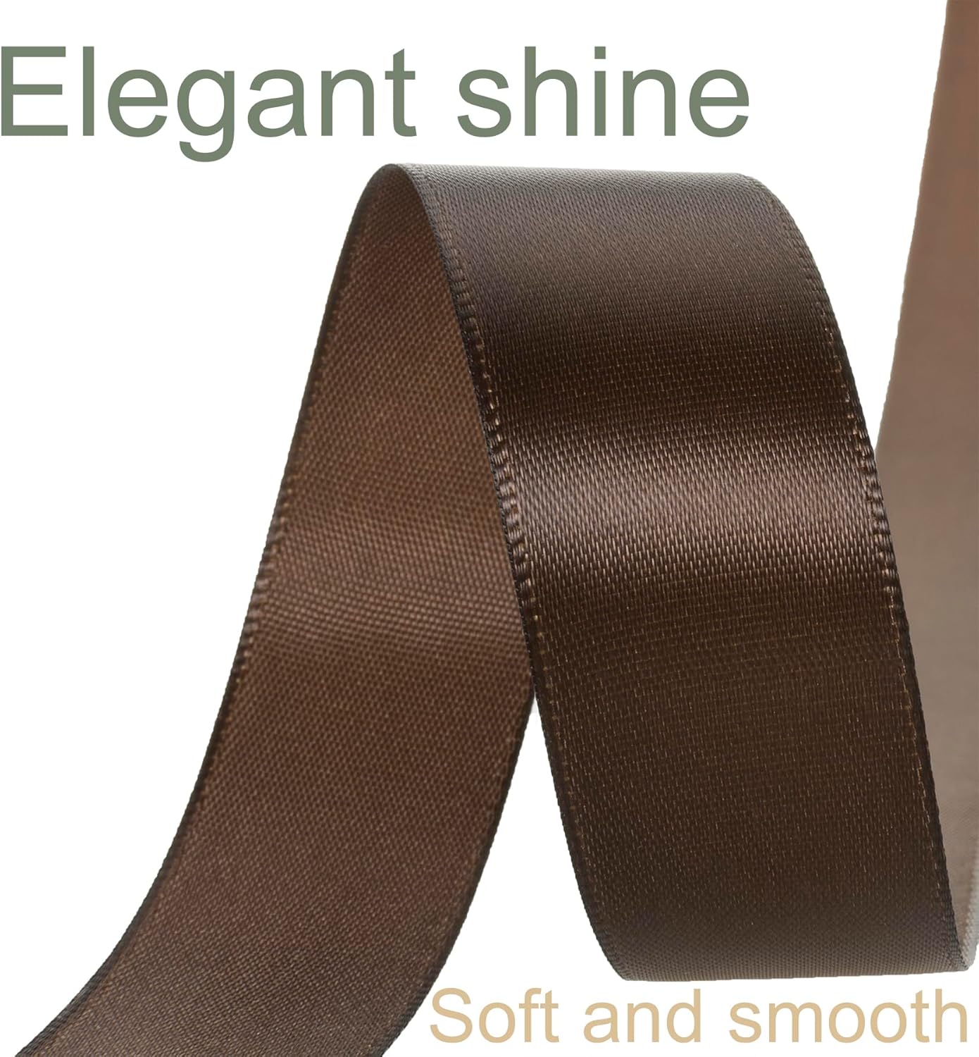 1 Inch Brown Ribbon, 50 Yards Craft Polyester Satin Ribbon Perfect for Gift Wrapping, Handmade Roses, Wedding Party Decorations and DIY Crafts