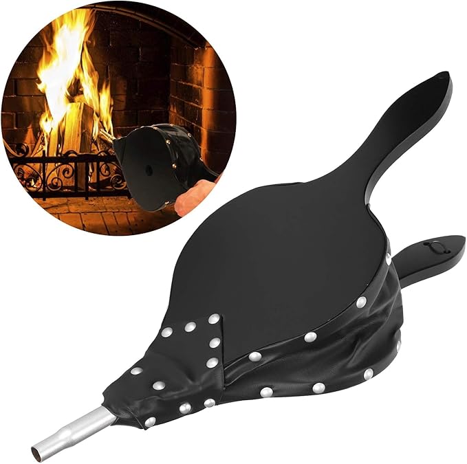 Fireplace Bellows Hand Bellow, Wooden Blower Air Blower for Indoor Outdoor Camping, Fire Tools with Heat - Nozzle, Manual Fire Starter for Barbecues Fireplaces and Campfi