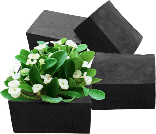 XCEL Floral Foam Blocks - Reusable, Weather Resistant Foam - Perfect for Fresh & Artificial Flower Arrangements, Crafts, Planter Boxes, Home Decor & More - 4-Pk, Black (7” x 7” x 3”)