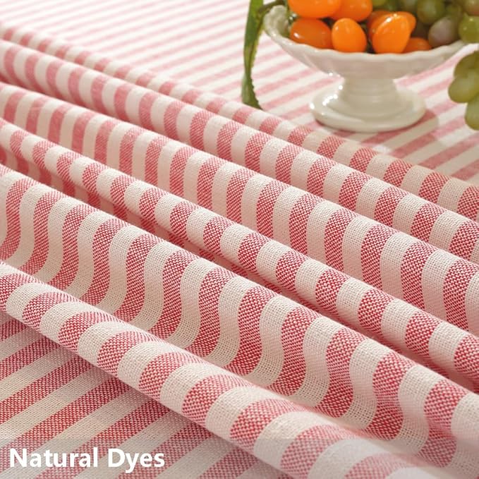 TruDelve 70 Inch Round Tablecloth Red and White Striped Cloth Tablecloths Circle Outdoor Picnic Table Cloth Round Cover (Red,70",Round)