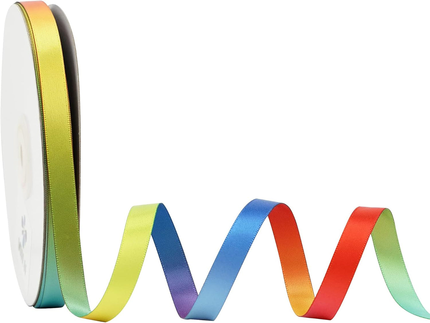 MEEDEE Rainbow Satin Ribbon - 3/8 inch Thin Color Ribbon for Crafts, Gift Wrapping, Birthday Party, Pride Party, Wedding Decorating - 50 Yards