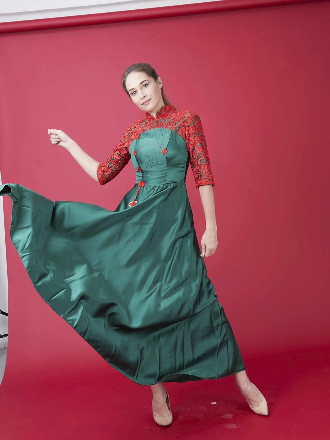 Huamei Seamless Photography Background Paper, Red Photo Backdrop Paper 53 Inches Wide x 16 Feet, (4.4x16 Feet) (Scarlet)