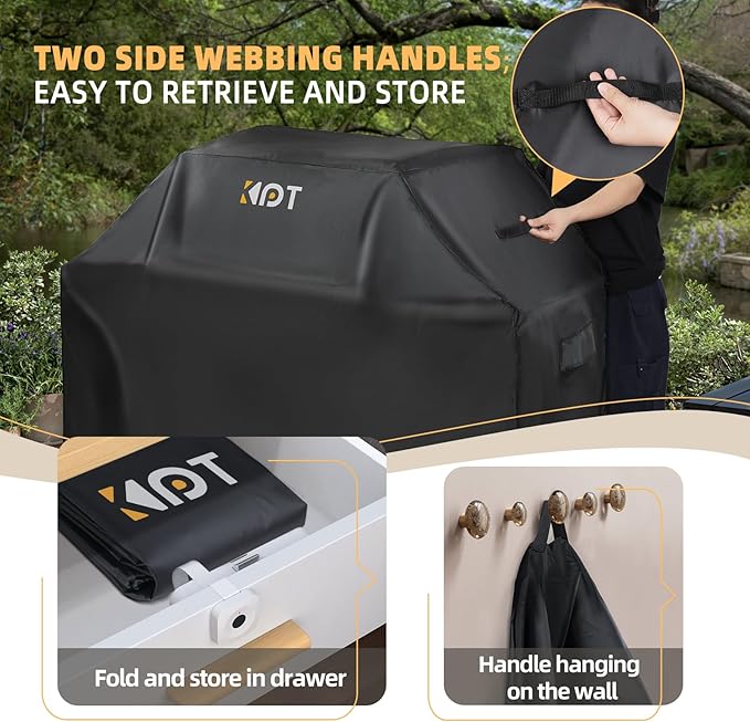 KPT 72 Inch Grill Cover for Outdoor Grill - Heavy Duty Waterproof 420D BBQ Cover with Hook, Air Vent, Buckle - Gas Grill Cover, UV & Fade Resistant, BBQ Grill Cover for Weber, Nexgrill, Char Broil