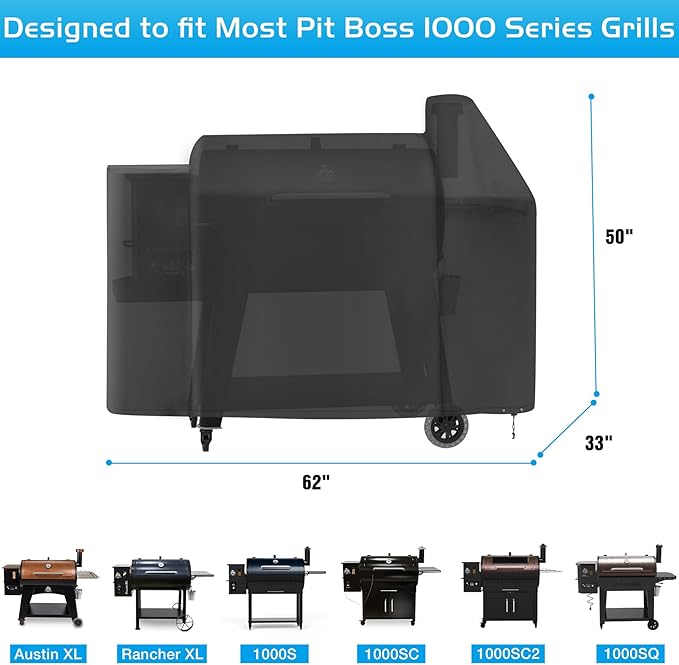Grill Cover for Pit Boss 1000 Series Austin XL Rancher XL PB1000T1 Wood Pellet Grill Pitboss Smoker BBQ Cover 73750 Heavy Duty 600D Weather-Resistant Outdoor Accessories