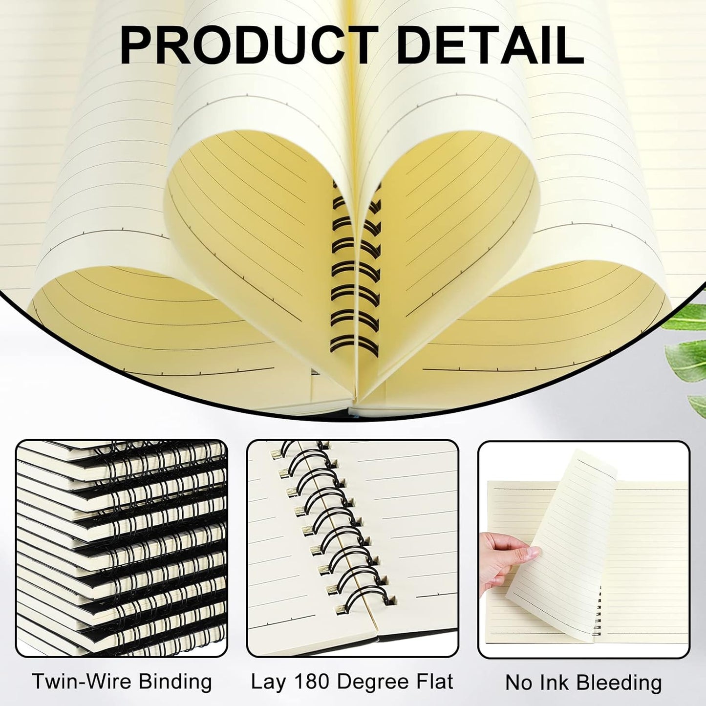 Yahenda 180 Pcs Spiral Notebook Bulk A5 Journal Lined 8.3'' x 5.5'' Writing Composition Paper Small Notepad Subject Notebook for Students Office Business Back to School Supplies (Black)