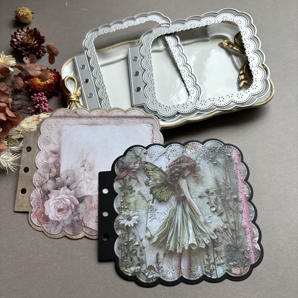 Square Lace Loose-Leaf Die Cuts for Card Making, Background Cutting Dies DIY Album Scrapbooking Decor Paper Craft Metal Die Cuts Party Wedding Decorations