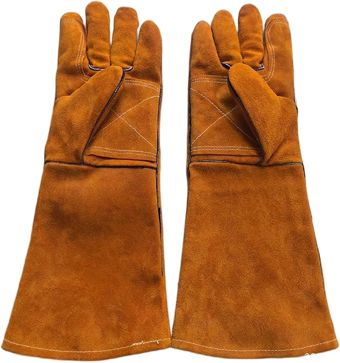 Leather Welding Gloves - Thick Premium Cow Split Leather, Heat Resistant, Welding, Grilling, BBQ & Fireplace