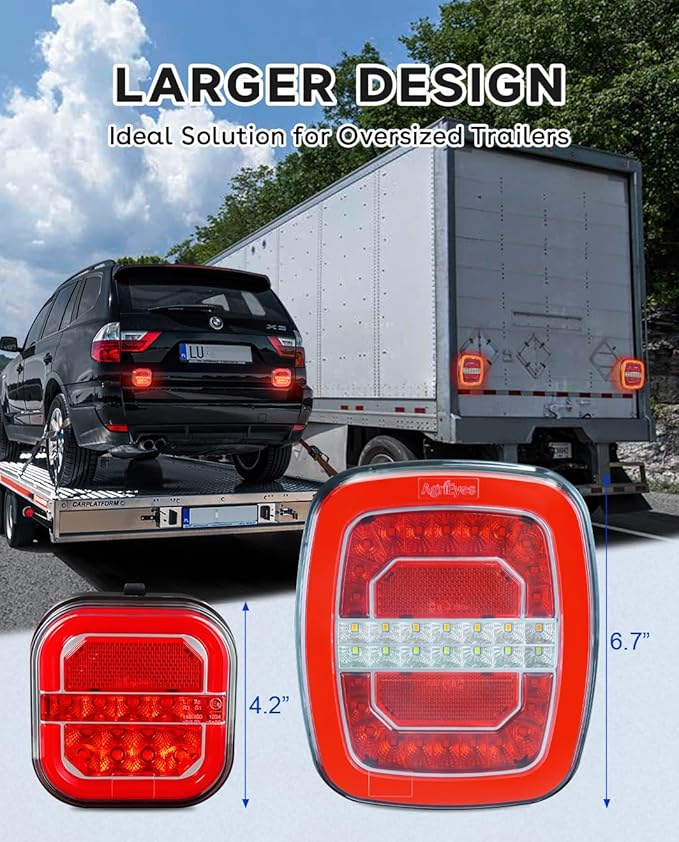 Agrieyes Wireless Trailer Lights for Big Trucks, USB-C Rechargeable Magnetic Trailer Light for Towing with Warning Mode, Portable LED Tow Lights Kit for Trucks Boat RV