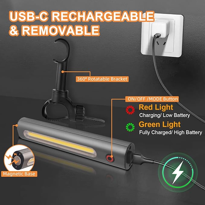 Barbecue Grill Light for Outdoor, Rechargeable 360° Rotatable Waterproof LED Light with Ultra-Bright COB LED, Magnetic Base, Grill Accessories, Smoker BBQ Grilling Gift for Men Dad Him