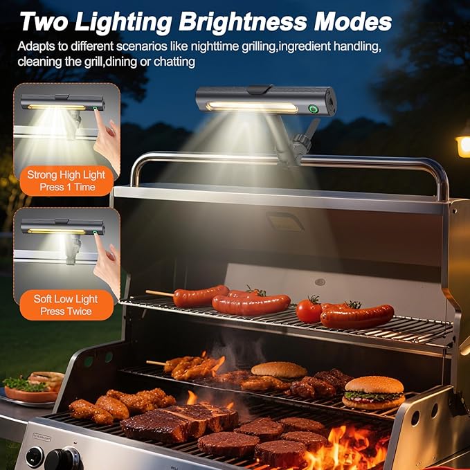 Rechargeable 360° BBQ Grill Light for Outdoor Grilling with Magnetic, IPX5 Waterproof, 2-Level Brightness, USB-C Charging, Portable Grill Accessories, Grilling Gift for Men, Dad, Grill Lights