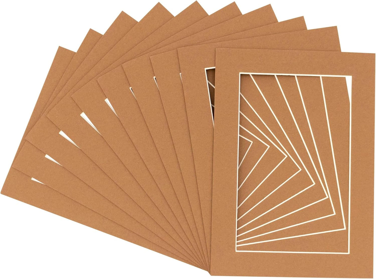 Pack of 25 Acid Free 11x14 Mats Bevel Cut for 8.5x11 Photos - Aged Oak Brown Precut Matboards With Backing Boards and Clear Photo Mat Bags For Pictures, Photos, Framing - 4-ply Thickness