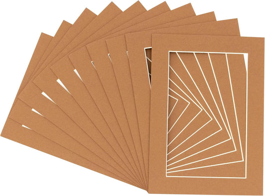 5x7 Mat for 8.5x11 Frame - Precut Mat Board Acid-Free Brown 5x7 Photo Matte Made to Fit a 8.5x11 Picture Frame, Premium Matboard for Family Photos, Show Kits, Art, Picture Framing, Pack of 25 Mats