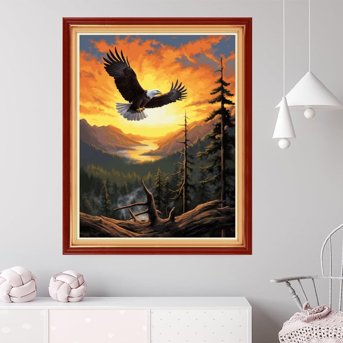 Dooxvey Cross Stitch Kits for Adult Beginners - Full Range of Stamped Kits, Needlepoint & Embroidery Kits - 11CT Patterns - Sunrise, Eagles Fly 16x20 inch