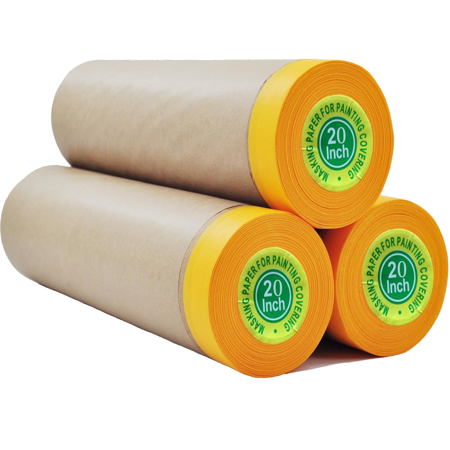 Paint Masking Paper with Adhesive,20 inch x 50 Feet Painters Paper Roll, Tape and Drape Painters Paper, for Auto Body Masking, Wall Covering and Paint Masking (3Rolls)