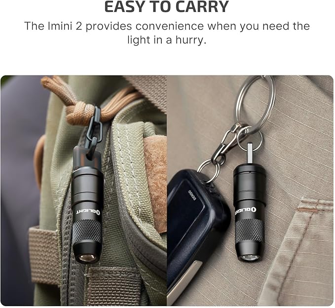 OLIGHT 2 Pack IMINI 2 EDC Rechargeable Keychain Flashlight, 50 Lumens Compact and Portable Mini LED Keyring Lights with Built-in Battery Ideal for Everyday Carry and Emergencies