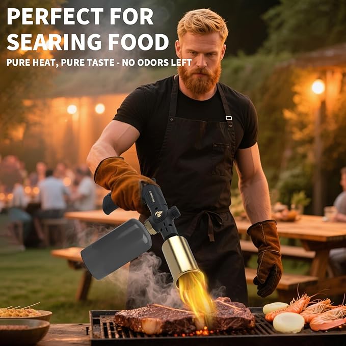 Powerful Propane Torch, Stocking Stuffers Gift for Men Dad, Culinary Blow Kitchen Cooking Torch for Steak Searing, Campfire Charcoal Starter for Blackstone Griddle Accessories (Tank Not included)