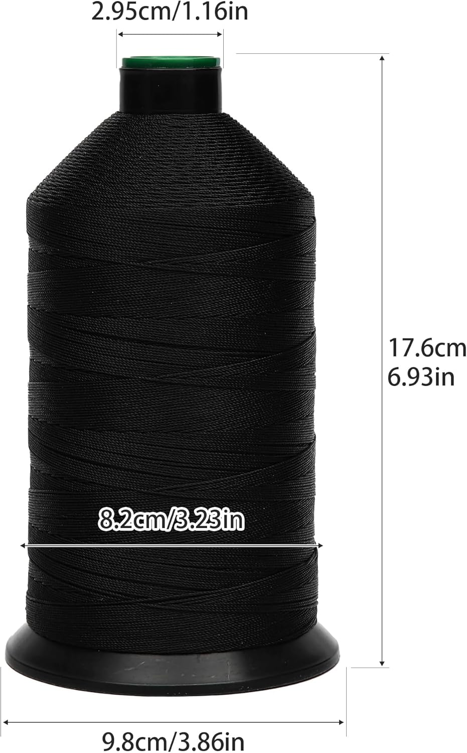 Extra Strong Bonded Nylon Thread #207 Tex210 – 16 OZ, 2000yds, Versatile Stitching Solution for Leather, Upholstery, Canvas Repair and More (Black)