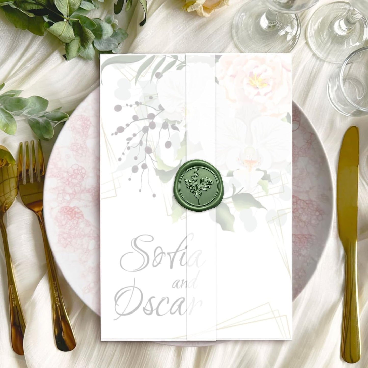 120 Pack Pre-Folded Vellum Jackets for 4.25x5.5 Invitations, Translucent Vellum Paper 4.25x5.5 Jackets, 100GSM Wedding Invitations Wraps, Envelope Liners for Birthdays, Baby Showers