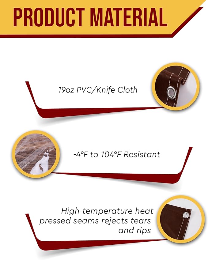 FoundGo 8'H x 10'W Vinyl Curtains for Patio 19oz, Outdoor Clear Vinyl Patio Enclosure,Heavy Duty Clear Tarp Waterproof Vinyl Tarps with Grommets for Pergola, Balcony,Porch,Gazebos，-4℉ Cold Resistant