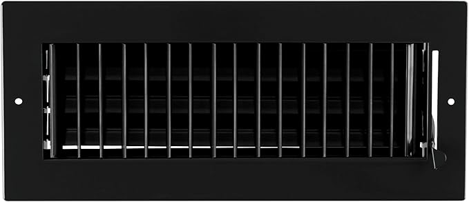 12"w X 4"h Adjustable AIR Supply Diffuser - HVAC Vent Cover Sidewall or Ceiling - Grille Register - High Airflow - Black [Outer Dimensions: 13.75"w X 5.75"h]
