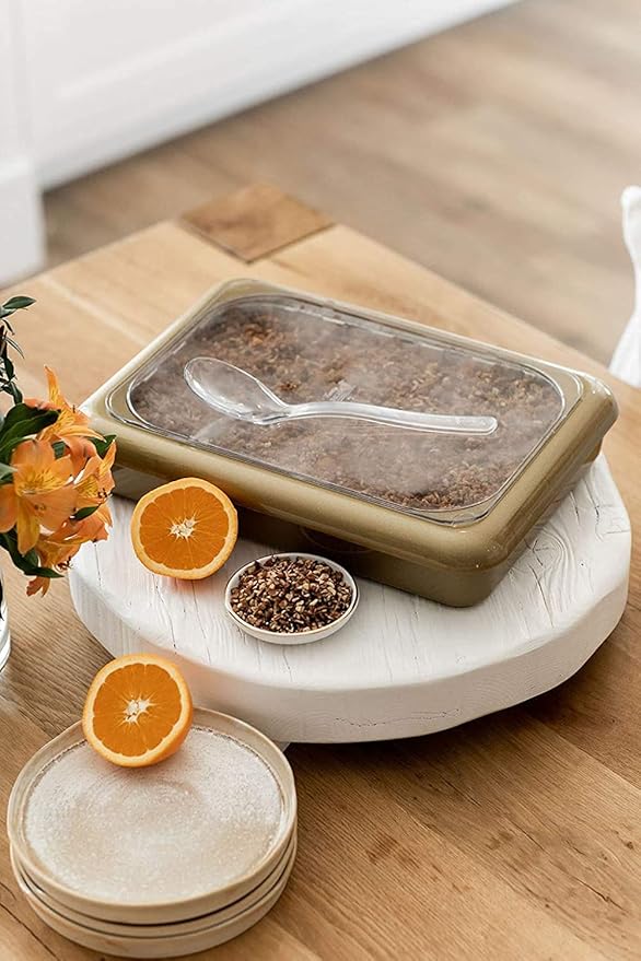 Fancy Panz - Gold Glitter 9x13x2" Aluminum Foil Pan Carrier with Lid - Elevated Food Serving Tray - Portable Casserole Carrier with Lid - Made in the USA Hosting Essentials