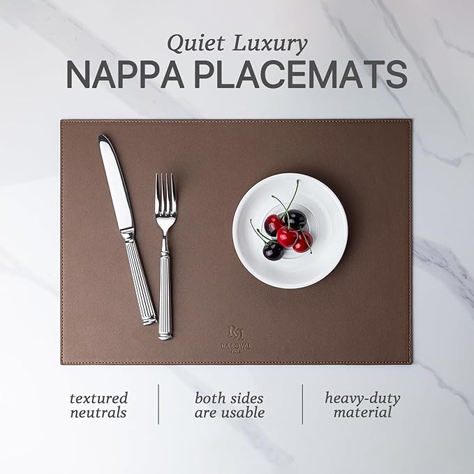 Faux Leather Placemats Set of 4 Vinyl Washable Wipeable Table Mats for Kitchen Dining Table Heat Resistant Waterproof Modern Indoor/Outdoor Placemats Non-Slip Easy Clean Place Mats (Chocolat)