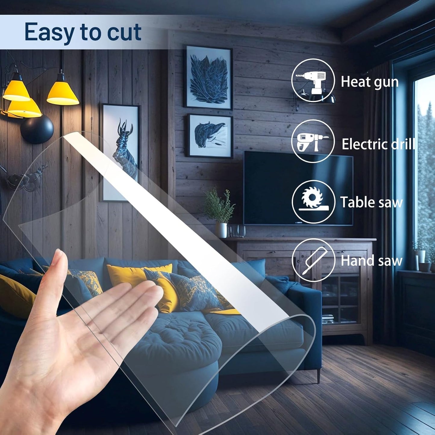 10 Pack 12”x12” x0.02” Clear PET/Plexiglass Sheet, Transparent Flexible Plastic Sheet 12x12, 0.02” Clear Plastic Sheet for Crafts, Picture Frames, Painting, Sign Blank