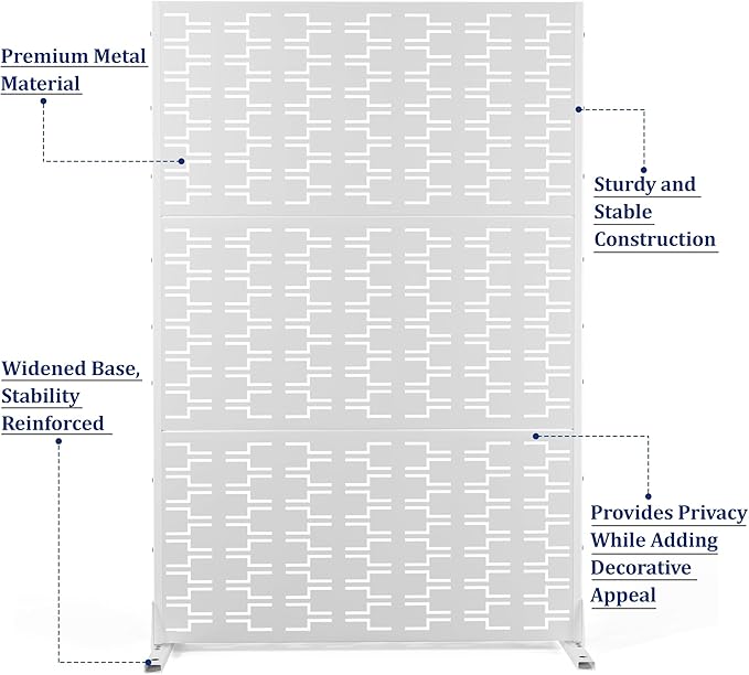 Outdoor Privacy Screen,72" H×47" W Metal Privacy Screen, Freestanding Privacy Fence Panels for Patio