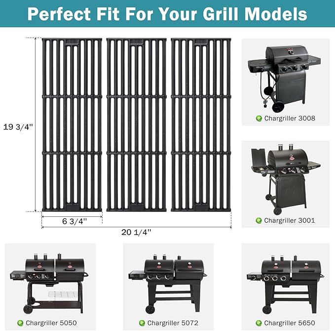 Criditpid Grill Replacement Parts for Chargriller 5050, 5650, 3001, 5072, 3008, Grill Grates, Heat Plate Tent, Burners, Hanger Bracket, Igniter and Warming Rack for Char Griller 5650 Replacement Parts