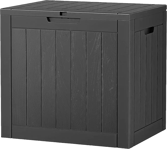 NUNU LAB 31 Gallon Outdoor Storage Box Waterproof, Outside Package Delivery Deck Boxes with Lockable Lid, Backyard Storage Bin For Garden Tools, Patio Cushions Accessories, Black