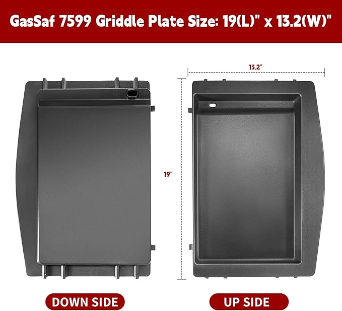 GasSaf 7599 Cast Iron Griddle for Weber Genesis II 300/600, Flat Top Grill Pan Insert for Genesis II E-310/S-310/E-315/E-335/S-335/SE-335/E-610, BBQ Griddle Pan for Weber Gas Grill Replacment Parts