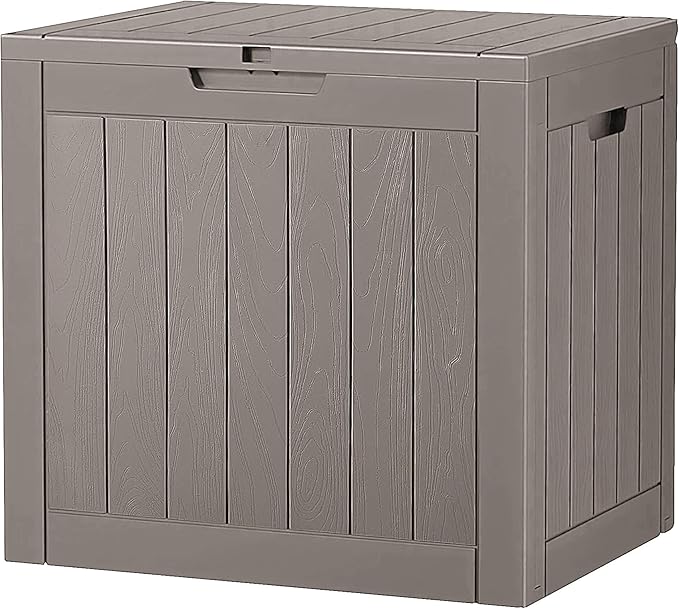 NUNU LAB 31 Gallon Outdoor Storage Box Waterproof, Outside Package Delivery Deck Boxes with Lockable Lid, Backyard Storage Bin For Garden Tools, Patio Cushions Accessories, Gray