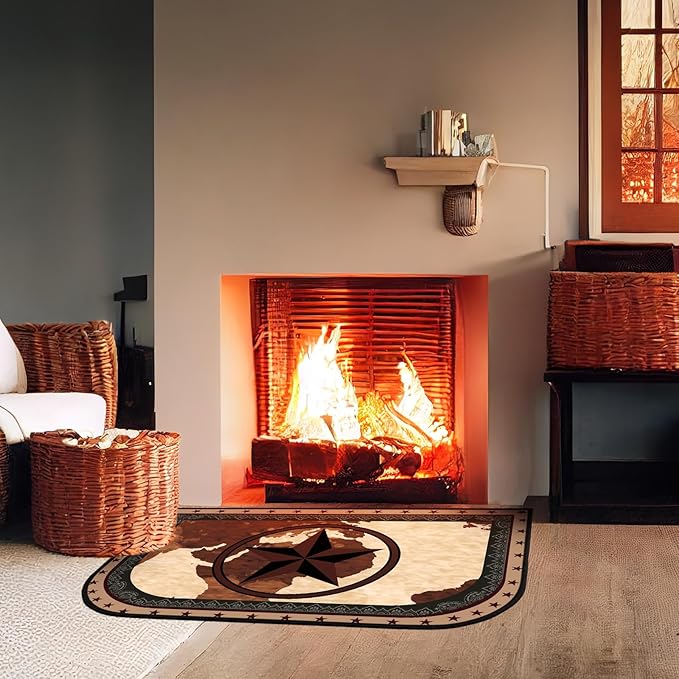 Demissle Cabin Fireplace Hearth Rug Fireplace Mats Cabin Southwestern Fireproof Rug Fire Resistant Mat for Wood Stove Floor for Kitchen Indoor Outdoor(24 x 36 Inch,Classic)