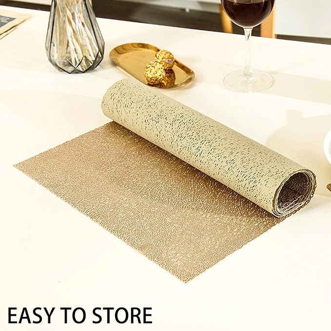 Fave Gold Table Runners 60 Inches Heat Resistant Table Runner Line Shaped Short Table Runner Washable Table Mats for Wedding Party Banquet Event Dining Decoration (Line )