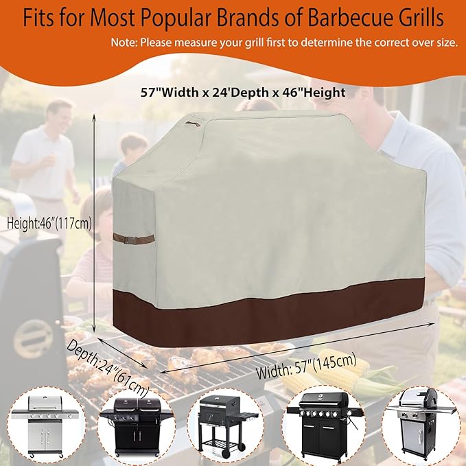 Grill Cover 58 inch, Waterproof BBQ Cover for Outdoor Gas Grill, Compatible with Weber Genesis II, LX 300 Series and Genesis 300 Series, Fade Resistant, Compared to 7130