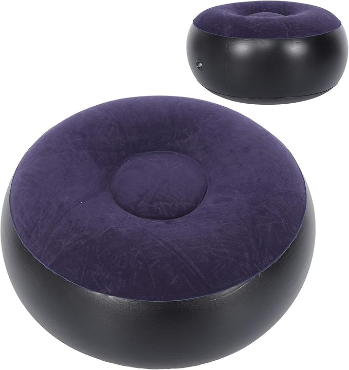 ANGGREK Inflatable Ottoman,Blow Up,Portable Outdoor Camping Chair Inflatable Flocking Stool Footrest for Home Office Travel
