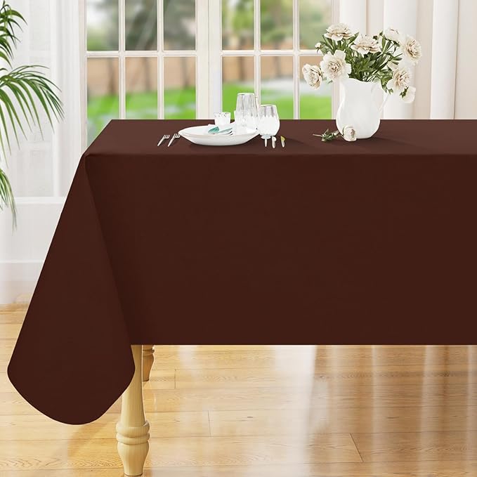 Smiry Rectangle Table Cloth 54x78 Inch, Waterproof Wipeable Vinyl Tablecloths Protector, Oil Spill Proof Plastic Table Cover for Dining, Picnic, Camping, Outdoor, Coffee