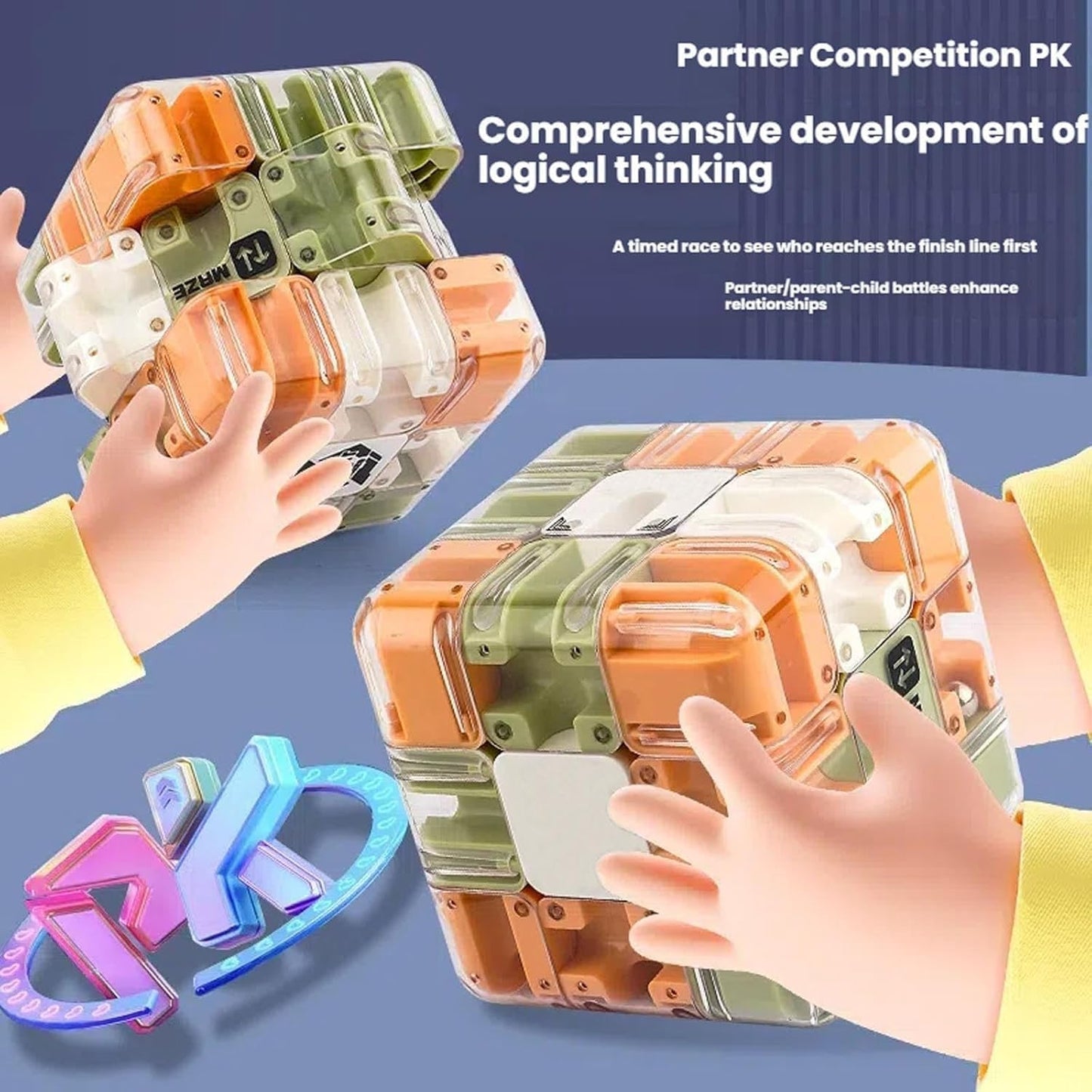 Large Labyrinth 3D Puzzle Maze Cube, 3D Magic Cube Maze Ball Puzzle, Engaging Brain Teaser Magic Cube, Handheld Fidget Game for Anxiety Relief (A-1PCS)