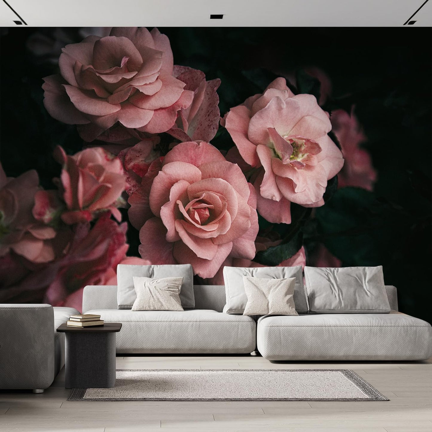 wall26 Wall Sticker/Wall Mural Dark Rose Flower Blossoms Nature Wilderness, Not Peel and Stick, Non-Woven Wallpaper Decorative for Bedroom, Living Room,Office - 120x192 inches