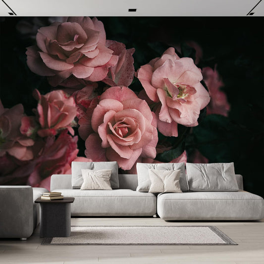 wall26 Wall Sticker/Wall Mural Dark Rose Flower Blossoms Nature Wilderness, Not Peel and Stick, Non-Woven Wallpaper Decorative for Bedroom, Living Room,Office - 120x192 inches