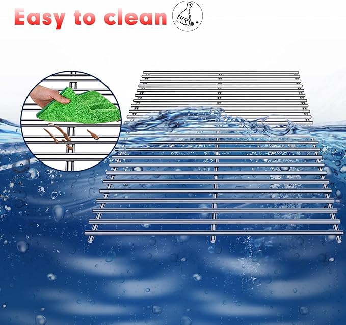 BBQ Grill Grates Replacement for Cuisinart Gas Grill CGG-200, CGG-220, CGG-240, Stainless Steel Cooking Grate Grids Gas Grill Parts Accessories 18 Inch for All Foods Portable Gas Grillls