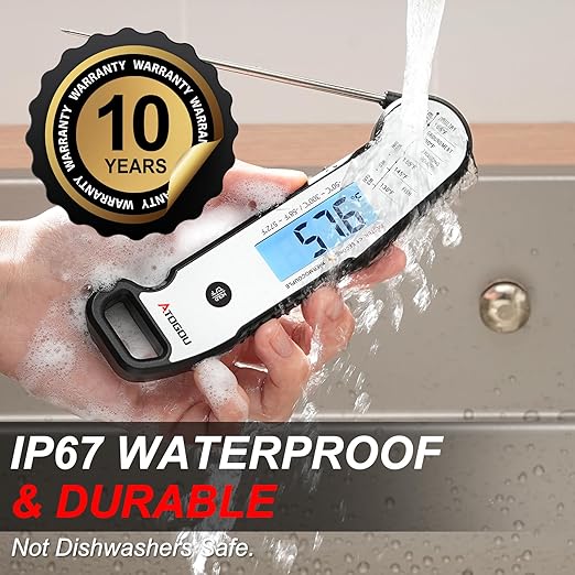 Atogou Professional Food & Meat Thermometer, 1 Sec Instant Read & ±0.5℉ Accuracy, Thermocouple Sensor, IP67 Waterproof Digital Thermometer for Cooking, BBQ, Grill Gifts for Men Him Dad Birthday