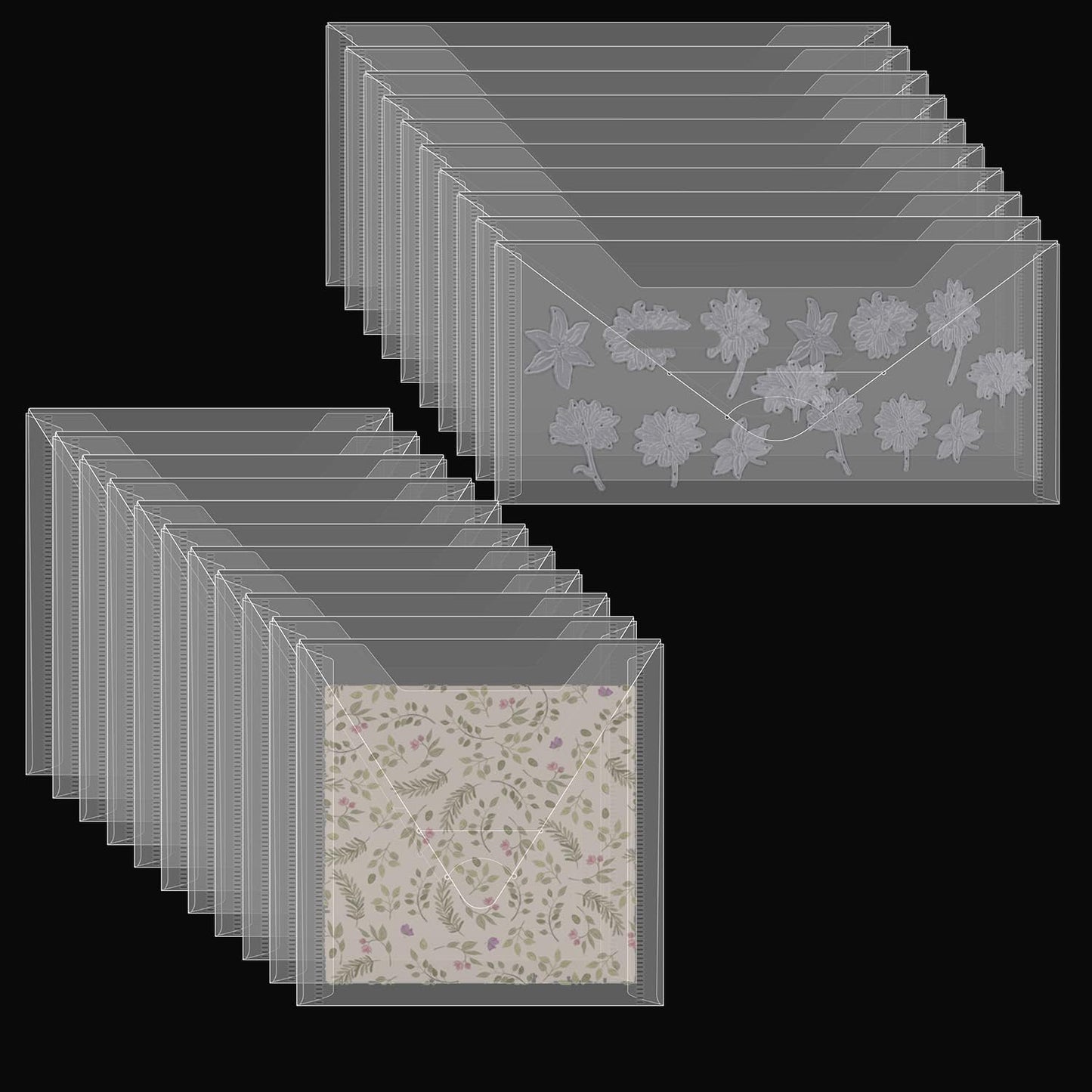 BAOFALI 20 Pieces Clear Die & Stamp Plastic Storage Bag, Resealable Large Envelope Pocket for DIY Scrapbooking Paper Card Craft Making and Cutting Dies Stencil (4.75"x4.75";4.5"x9.5")