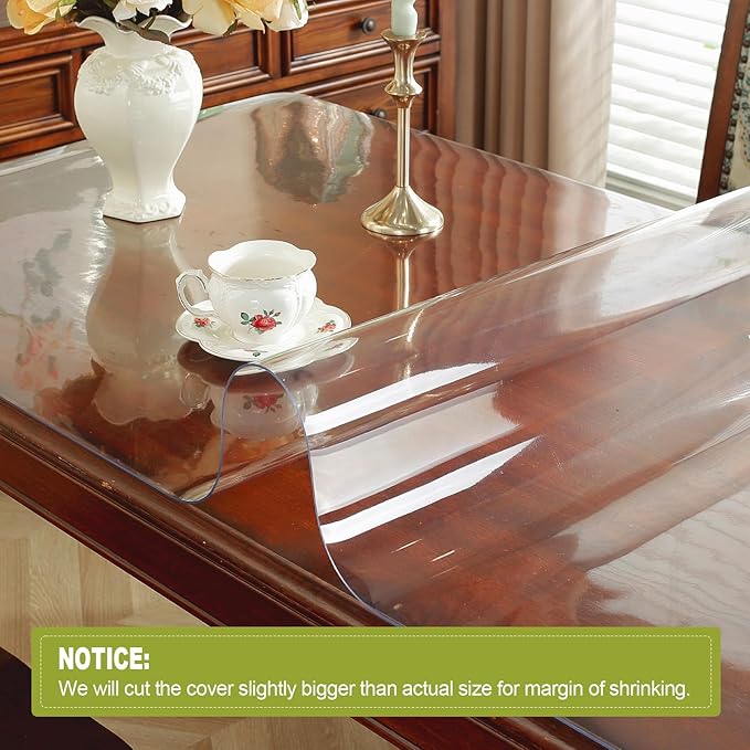 OstepDecor Clear Table Protector 40 x 78 Inch, 2mm Thick Plastic Table Cover, Waterproof PVC Clear Table Cover Protector, Desk Protector Mat, Writing Desk Pad for Desktop, Coffee & Dining Room Table
