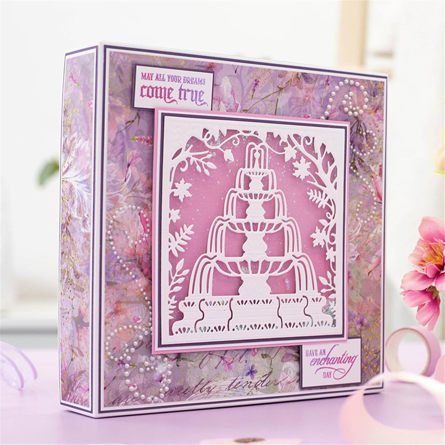 Cutting Dies Metal Stencils Scrapbooking Tools DIY Embossing Template for Paper Card Making Album Arts Crafts Supplies (Cake Frame-13.3x13.3cm)