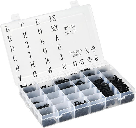 Pre-Cut Letters for Felt Letter Board, 736 Pieces Including Characters, Numbers, Symbols, Daily Words Cursive Letters with Sorting Tray for Changeable Plastic Message Boards (Black)
