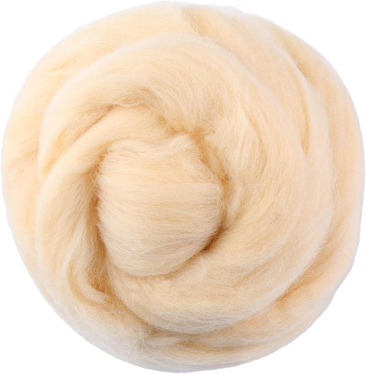 3.53oz Wool Roving Yarn, Wool Felting Supplies, Pure Wool, Chunky Yarn, Spinning Wool Roving for Needle Felting Wet Felt DIY Hand Spinning (Light Apricot)