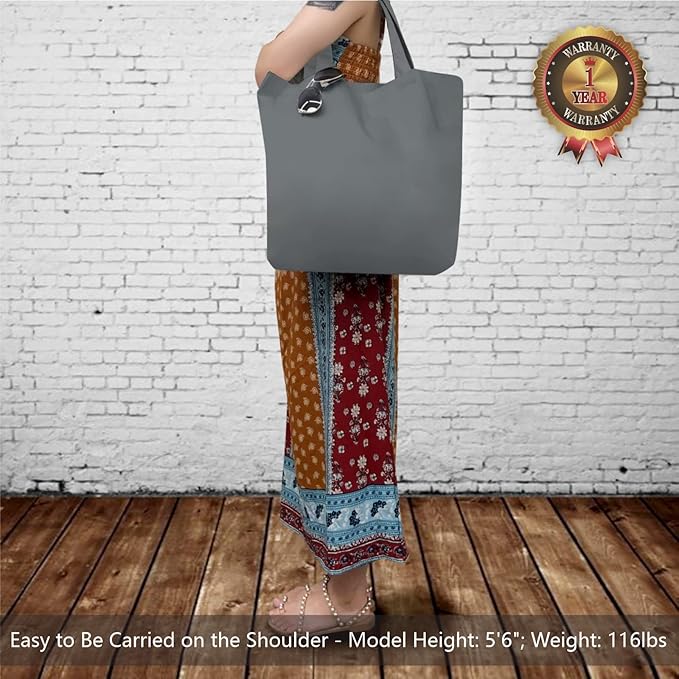 TOPDesign 1-Pack Super Strong Large 12oz Cotton Canvas Tote Bag, Reusable Grocery Shopping Cloth Bag, Fashionable Two-Tone Tote for Crafts, DIY Your Creative Designs