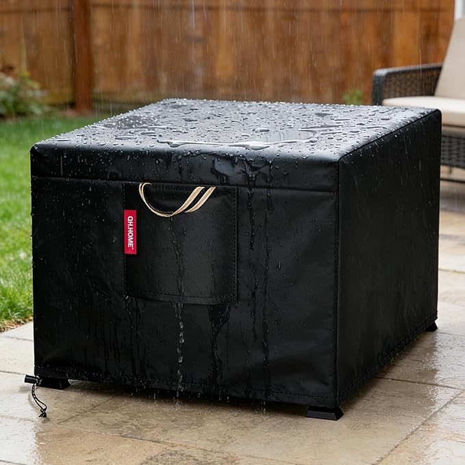 QH.HOME 29&30 Inch Fire Pit Cover Square for Propane Fire Pit Waterproof Heavy Duty Gas Fireplace Fire Pit Table Cover Fits Patio Fire Table